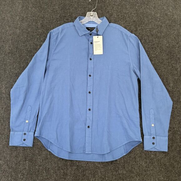 rag & bone Pursuit 365 Shirt Men's Extra Large Bayside Blue Slim Fit Button Up - Picture 1 of 7